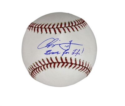 Chipper Jones Signed and Inscribed Baseball – ‘Braves for Life’